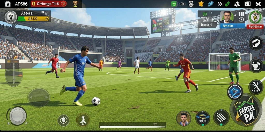Tangkapan layar gameplay AP686 menampilkan aksi seru dalam olahraga.