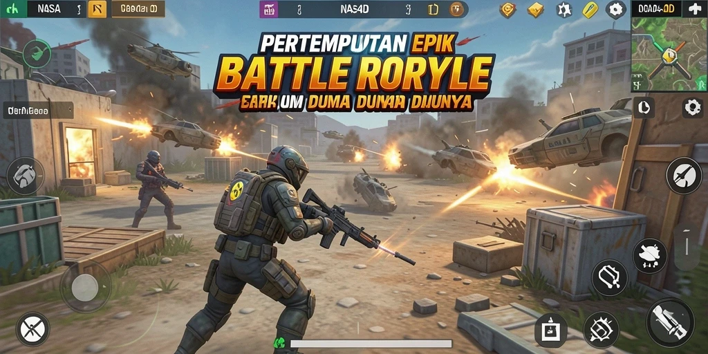 Screenshot gameplay NASA4D yang menampilkan pertempuran seru di arena.